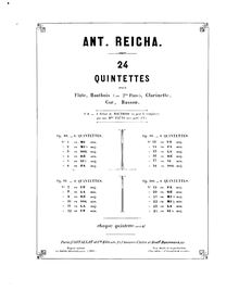 Partition basson, Quintuor en Ut mineur, Op.91 No.6, Wind Quintet No.12, Op.91 No.6