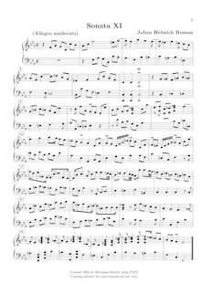 Partition X, Sonata en F minor, 12 clavecin sonates ou , Roman, Johan Helmich