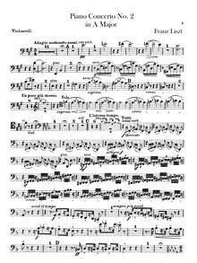 Partition violoncelles, Piano Concerto No.2, A major, Liszt, Franz