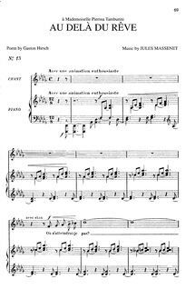 Partition complète (D♭ Major: medium voix et piano), Au delà du rêve