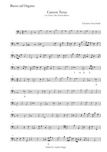Partition Basso ad Organo, Canzon Terza à , Canto Alto ténor Basso