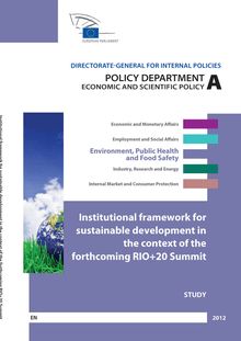 Institutional framework for sustainable development in the context of the forthcoming Rio+20 Summit.