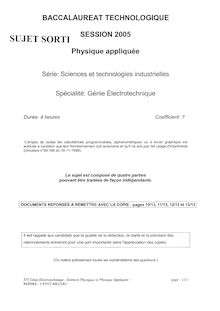 Baccalaureat 2005 physique appliquee s.t.i (genie electrotechnique)
