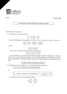 Corrige UTBM Mathematiques   applications 2002