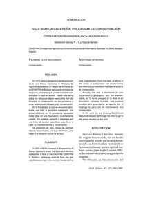 RAZA BLANCA CACEREÑA: PROGRAMA DE CONSERVACIÓN (CONSERVATION PROGRAM IN BLANCA CACEREÑA BREED)