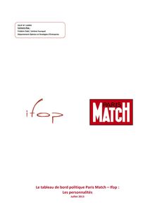 Le tableau de bord politique Paris Match – Ifop : Les personnalités Juillet 2013