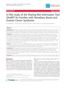 A Pilot study of the Sharing Risk Information Tool (ShaRIT) for Families with Hereditary Breast and Ovarian Cancer Syndrome