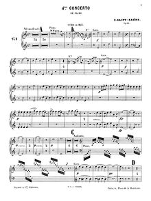 Partition cor 1/2, Piano Concerto No.4, Quatrième Concerto pour Piano et Orchestre
