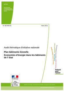 Audit thématique d initiative nationale : plan bâtiments Grenelle - économies d énergie dans les bâtiments de l Etat