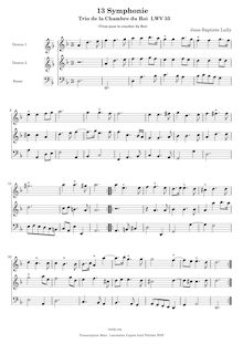 Partition , Symphonie, Trios de la Chambre du Roi, Lully, Jean-Baptiste par Jean-Baptiste Lully