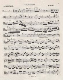 Partition de violoncelle (color), La Bergamasca, A major
