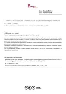 Traces d occupations préhistorique et proto-historique au Mont d Uzore (Loire) - article ; n°1 ; vol.12, pg 37-50