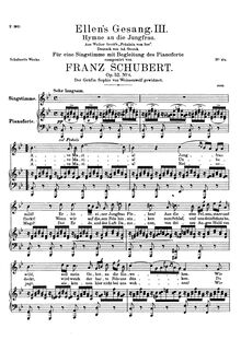 Partition complète, Ellen s Gesang III par Franz Schubert