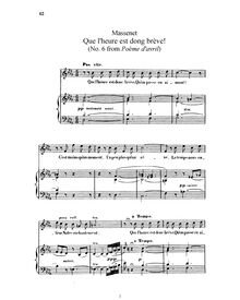 Partition complète (B♭ minor: haut voix et piano), Poème d avril