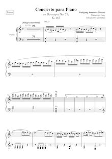 Partition Piano, Piano Concerto No.21, Piano Concerto No.21, C major