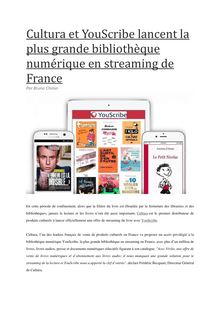 Cultura et YouScribe lancent la plus grande bibliothèque numérique en streaming de France