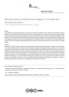 Marchés publics et politique technologique : le concept de « demand-pull public » - article ; n°2 ; vol.9, pg 187-220