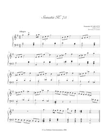 Partition Sonata K.75, 100 clavier sonates, Keyboard, Scarlatti, Domenico