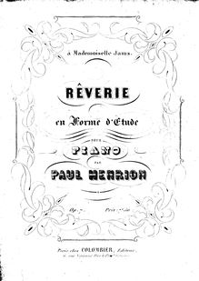 Partition complète, Reverie en forma d etude, F.Major, Henrion, Paul