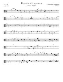 Partition ténor viole de gambe 2, alto clef, Fantasia pour 5 violes de gambe par John Coperario