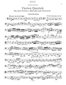 Partition violoncelle, corde quatuor No.4, Op.25, Stenhammar, Wilhelm