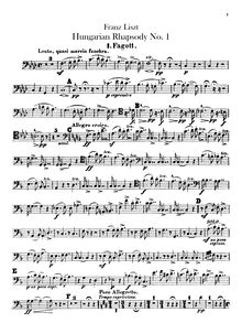 Partition basson 1, 2, 3, Hungarian Rhapsody No.14, Lento, quasi marcia funebre
