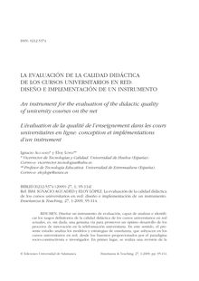 La evaluación de la calidad didáctica de los cursos universitarios en red: diseño e implementación de un instrumento