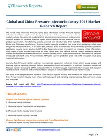 Detailed Study on Global And China Pressure Injector Industry 2013 by qyresearchreports.com