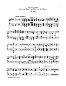 Partition harpe, Slavonic Rhapsodies, Slovanské rapsodie, Dvořák, Antonín par Antonín Dvořák