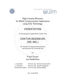 High-linearity receivers for mobile communication applications using SiGe technology [Elektronische Ressource] / von Frank Gruson