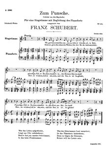 Partition voix + partition de piano, Zum Punsche, D.492, In Praise of Punch