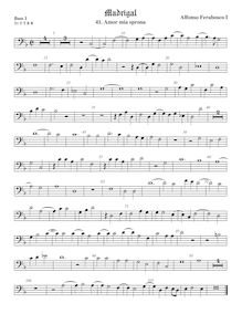 Partition viole de basse 1, basse clef, madrigaux, Ferrabosco Sr., Alfonso par Alfonso Ferrabosco Sr.