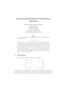 Jordan Normal and Rational Normal Form Algorithms