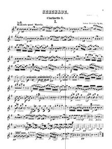 Partition clarinette 1 (B♭, A), Serenade pour vent Instruments, Serenáda pro dechové nástroje