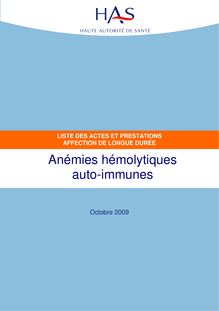 ALD n° 2 - Anémies hémolytiques auto-immunes - ALD n° 2 - Liste des actes et prestations sur Anémies hémolytiques auto-immunes
