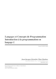 Langages et Concepts de Programmation -  Introduction à la programmation enlangage C