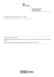 Bibiographie de l Océanie. 1945  ; n°2 ; vol.2, pg 289-317