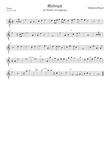 Partition ténor viole de gambe 2, octave aigu clef, Il Secondo Libro de Madrigali a cinque voci par Salamone Rossi
