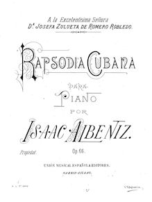 Partition complète, Rapsodia Cubana, Op.66, Albéniz, Isaac
