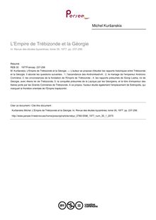L Empire de Trébizonde et la Géorgie - article ; n°1 ; vol.35, pg 237-256