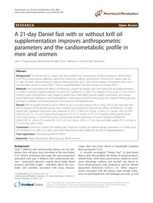 A 21-day Daniel fast with or without krill oil supplementation improves anthropometric parameters and the cardiometabolic profile in men and women
