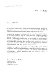 Lettre de François Hollande à Bruno Le Maire