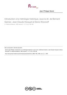 Introduction à la métrologie historique, sous la dir. de Bernard Garnier, Jean-Claude Hocquet et Denis Woronoff  ; n°1 ; vol.5, pg 165-166