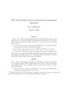 The tiered Aubry set for autonomous Lagrangian functions