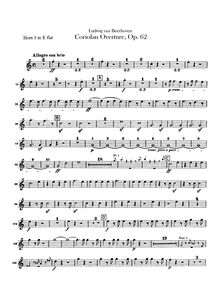Partition cor 1, 2 (E♭, plus transposed F), Coriolanus Overture, Op. 62