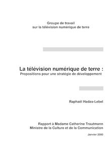 La Télévision numérique de terre : propositions pour une stratégie de développement : rapport à Mme Catherine Trautmann, ministre de la culture et de la communication.