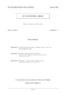 Economie - Droit 1999 BTS Informatique de gestion