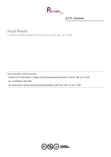 Royal Rebels - article ; n°1 ; vol.69, pg 315-325