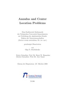Annulus and center location problems [Elektronische Ressource] / von Olga N. Gluchshenko