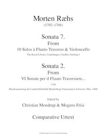 Partition Urtext score comparing Sonata 7 avec pour concordant Sonata 2 from pour Schwerin manuscript, 10 Solos a Flauto Traverso & violoncelle